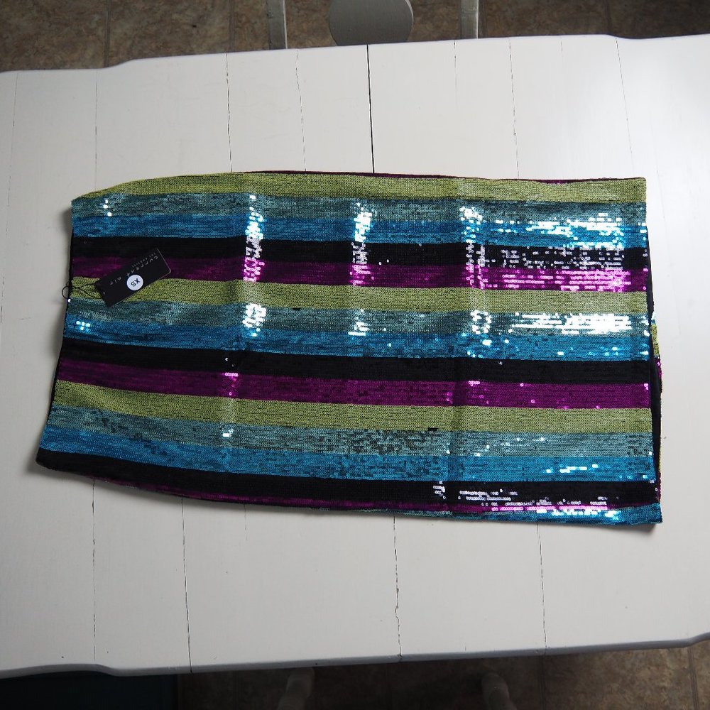 NWT Striped Sequin Skirt - Picture 3 of 11